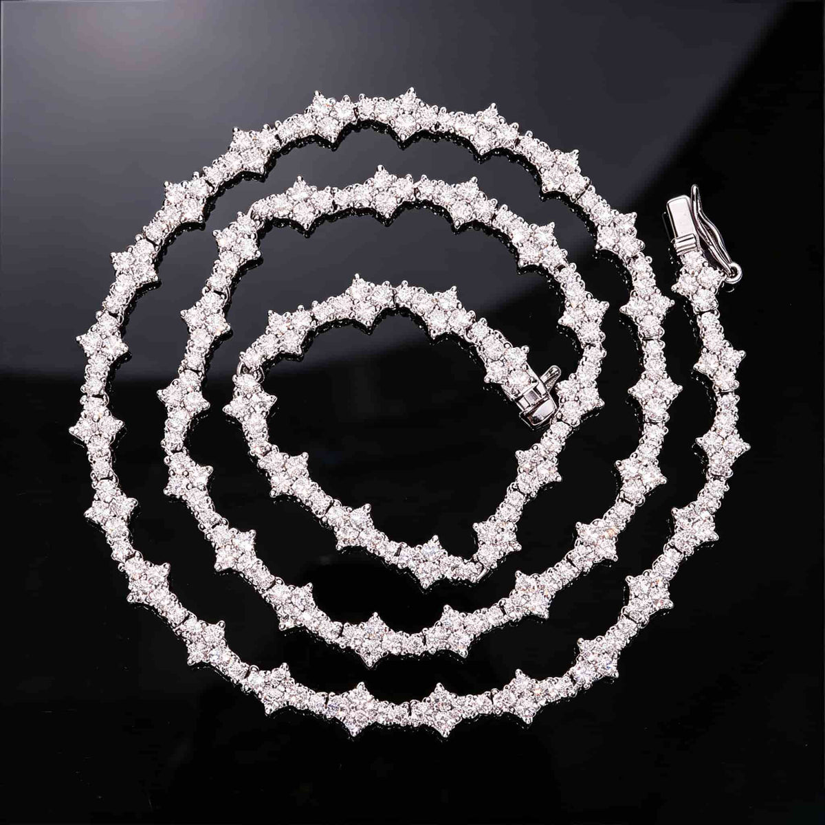 925S & VVS Moissanite 7MM Clustered Tennis Chain