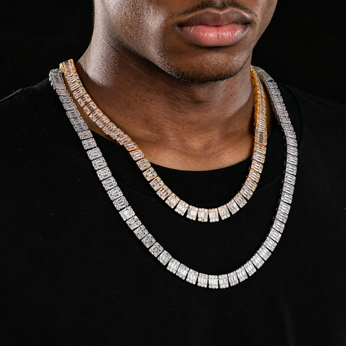 8mm Iced Square Baguette Tennis Chain
