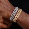 18mm 3-Row VVS Moissanite Rhombus Link Bracelet in White Gold