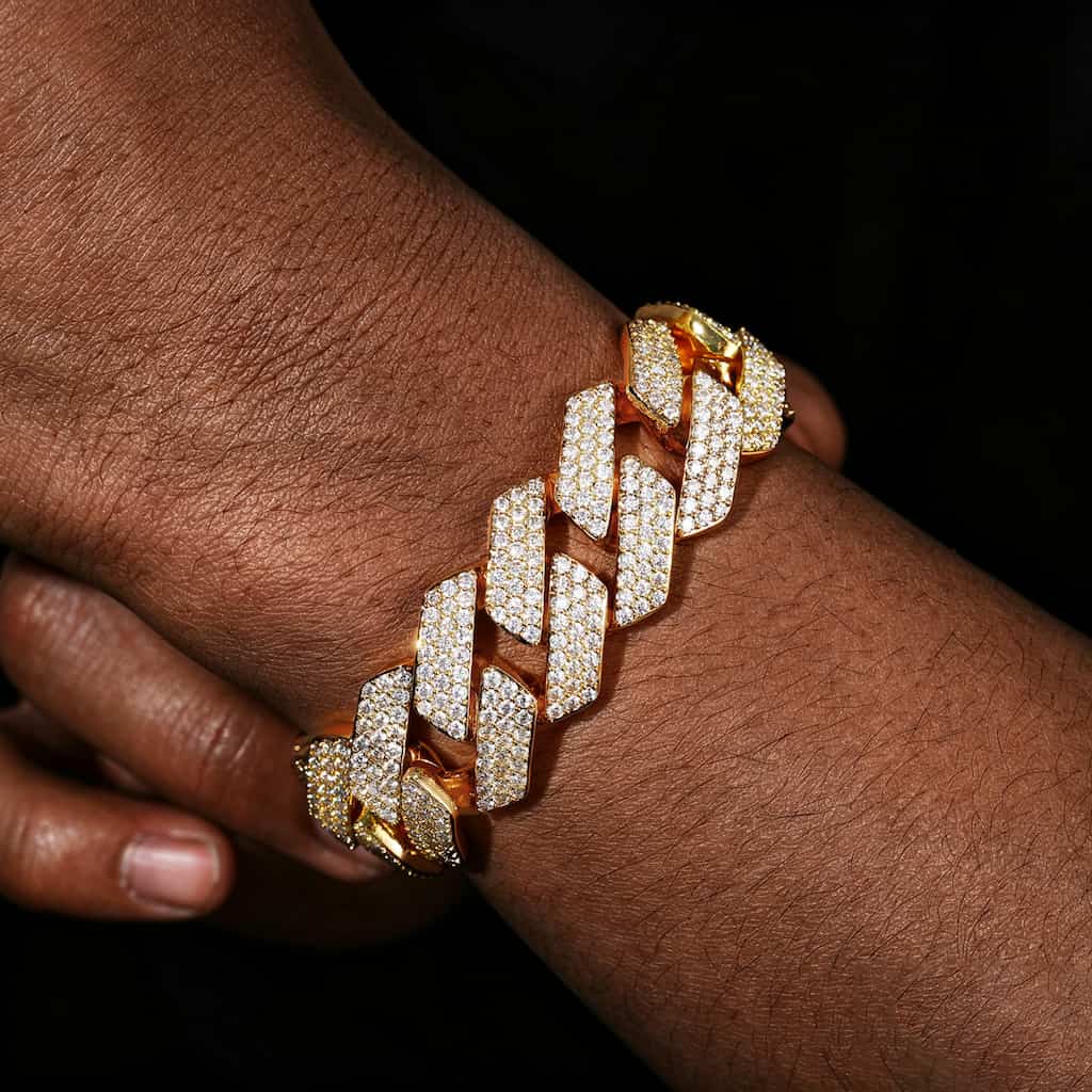 20mm 3-Row VVS Moissanite Rhombus Cuban Link Bracelet