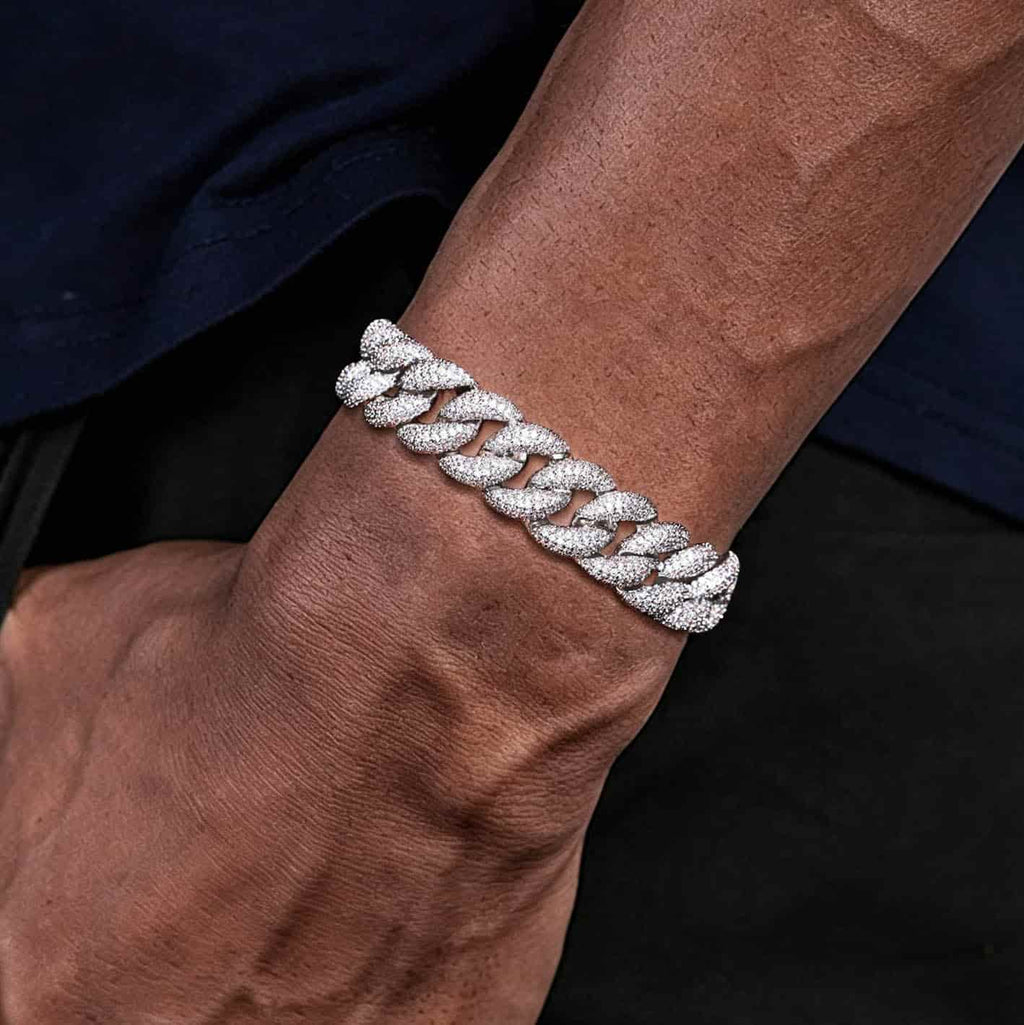 15mm 5-Row Iced Out Bubble Link Bracelet