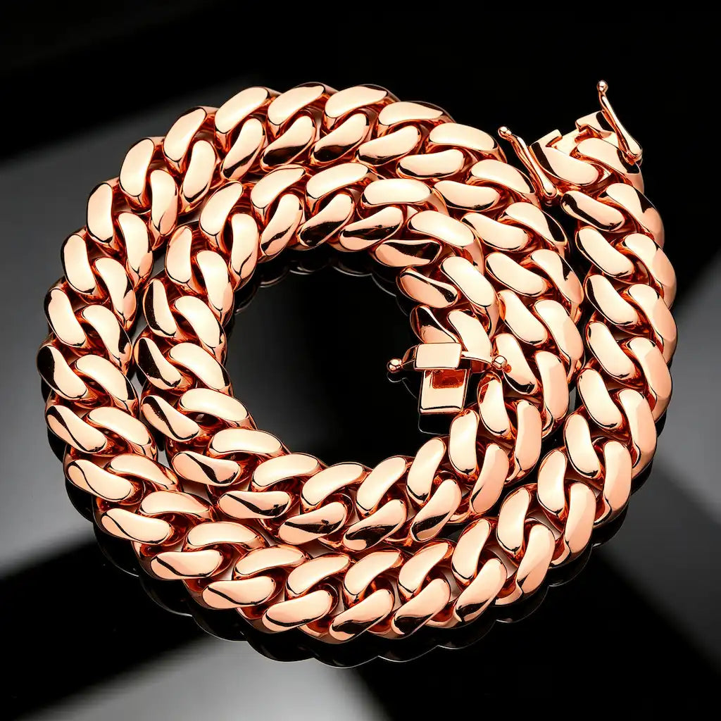 18mm Classic Miami Cuban Link Chain in 14K Gold