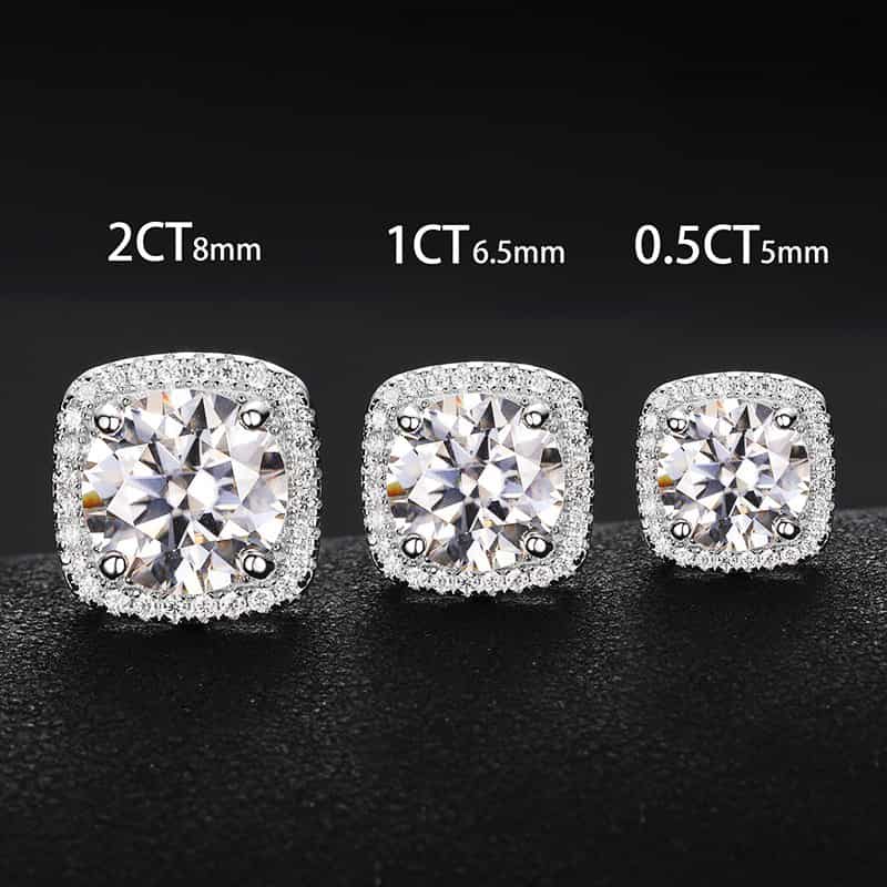 925S&VVS Moissanite Square Emerald Cut Stud Earrings