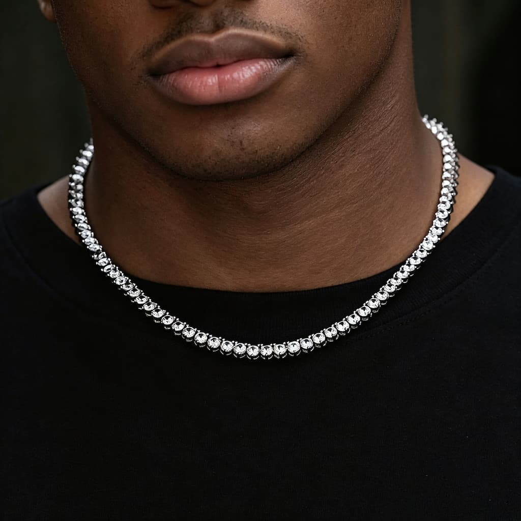 5mm 3-Prong Tennis Chain in Gold/White Gold Plated