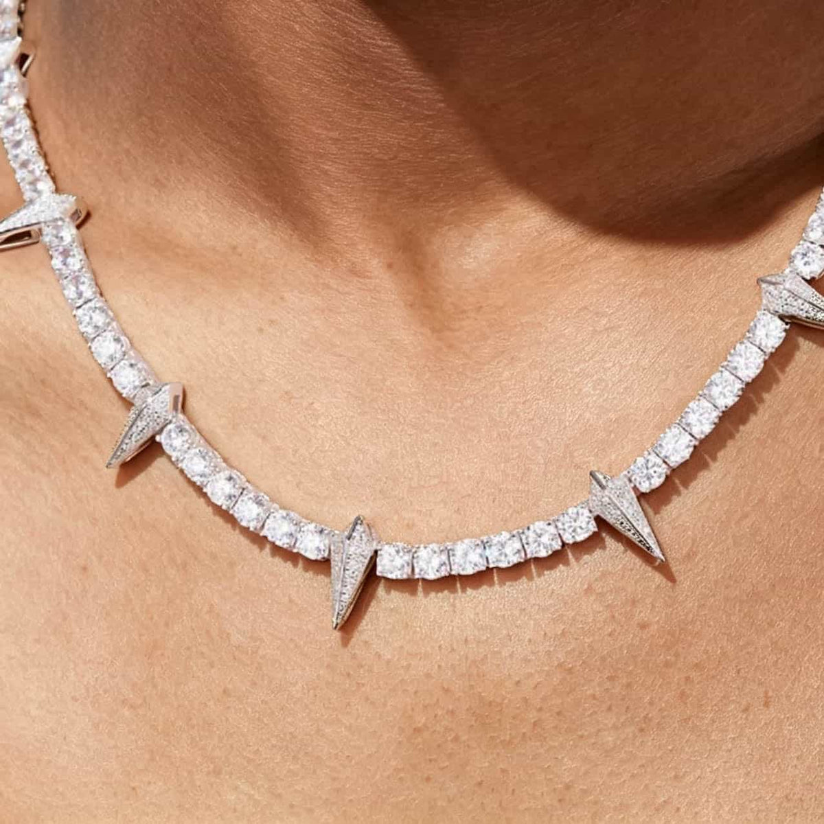 5mm 925S & VVS Moissanite Iced Out Spike Tennis Chain