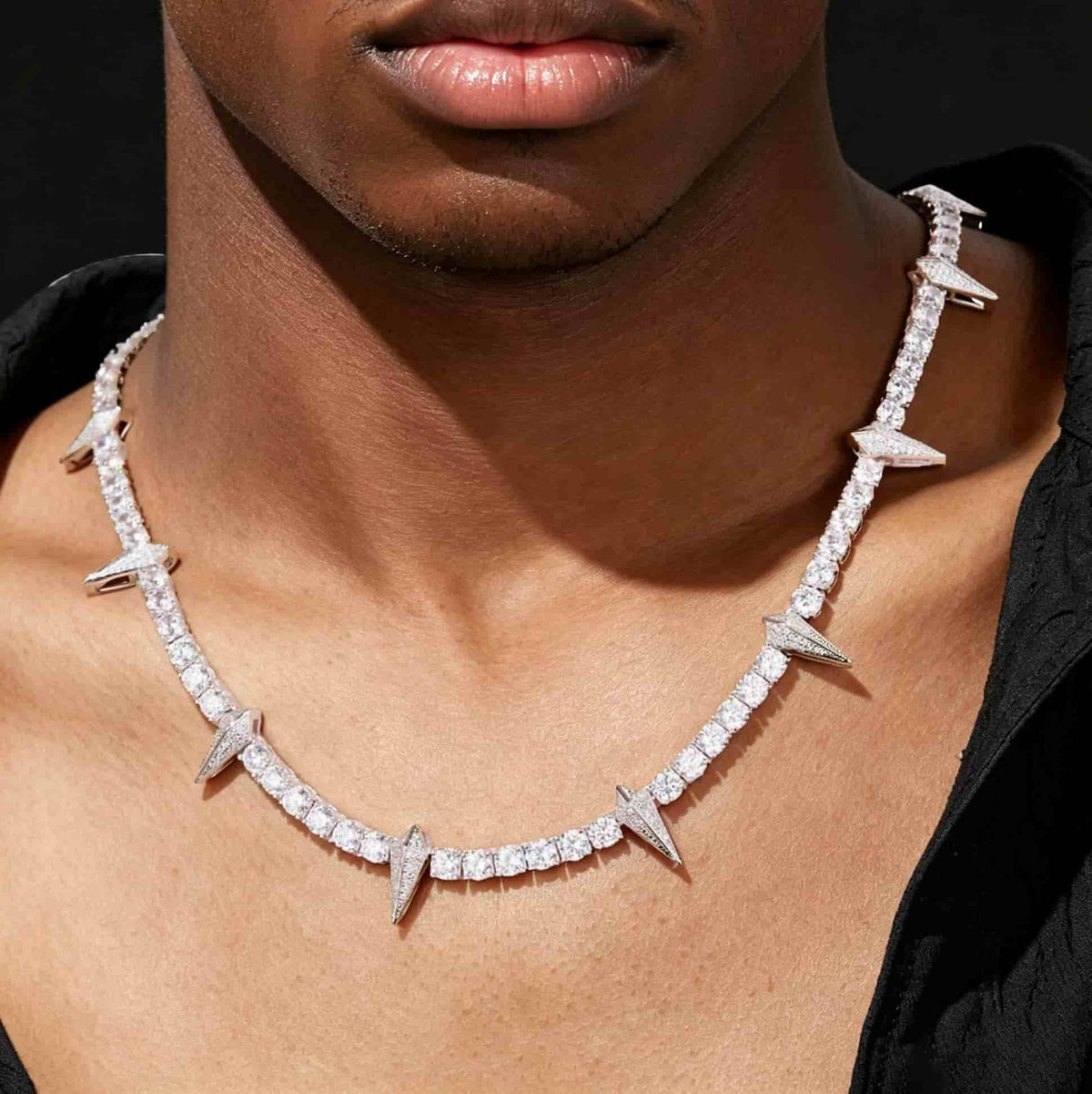 5mm 925S & VVS Moissanite Iced Out Spike Tennis Chain
