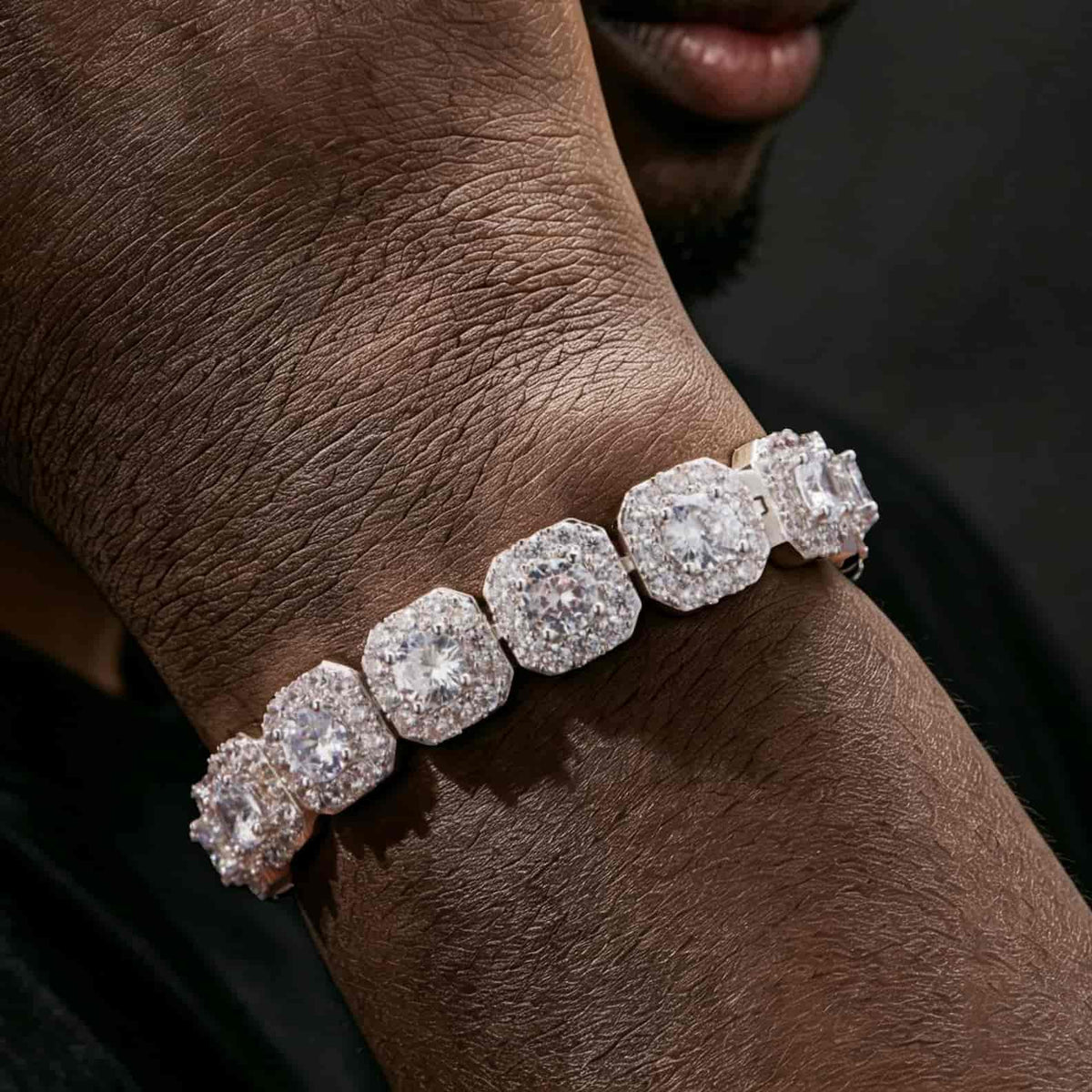 VVS Moissanite Cushion Cut Halo Bracelet in 925 Sterling Silver