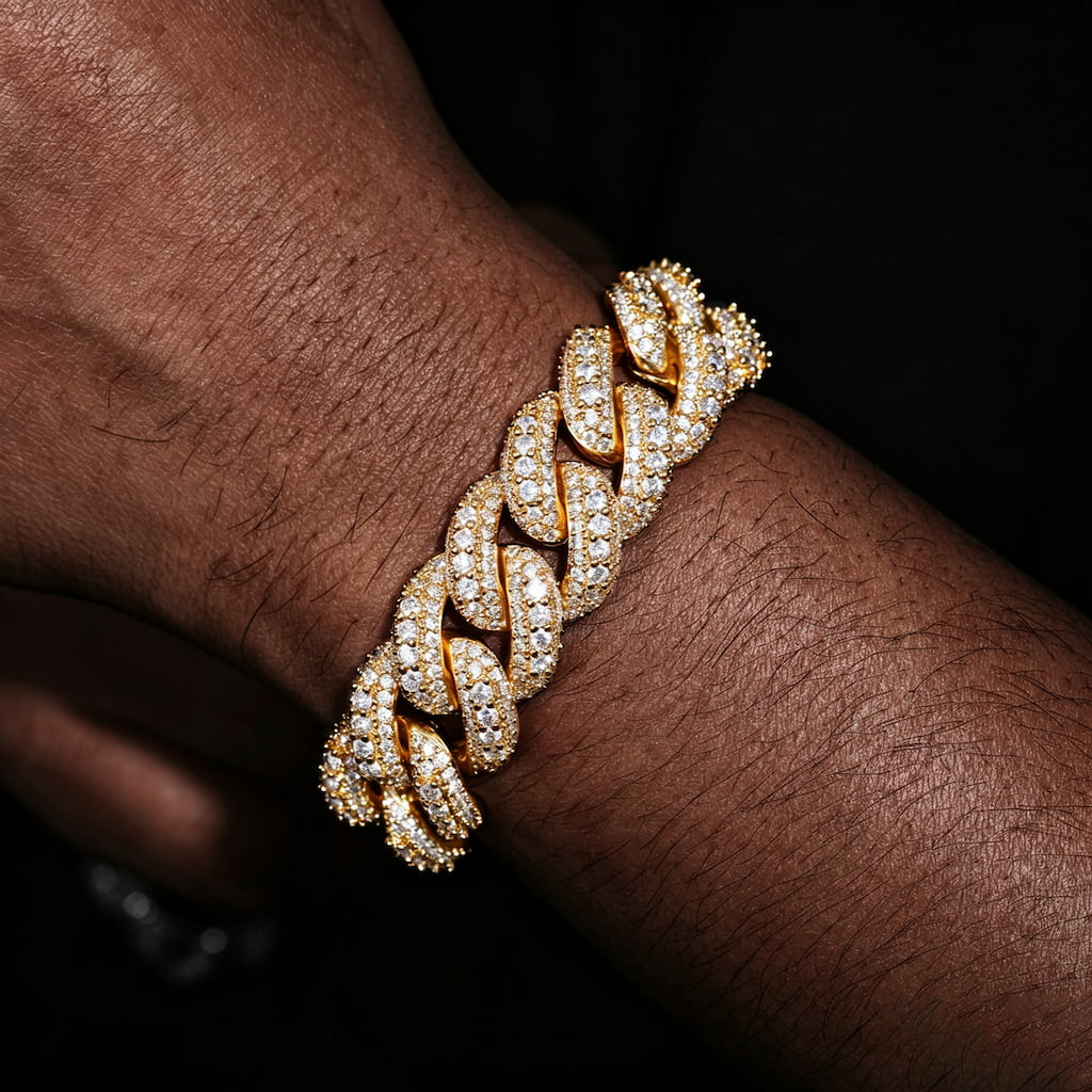 18mm Iced Out Prong-Set Bubble Cuban Link Bracelet