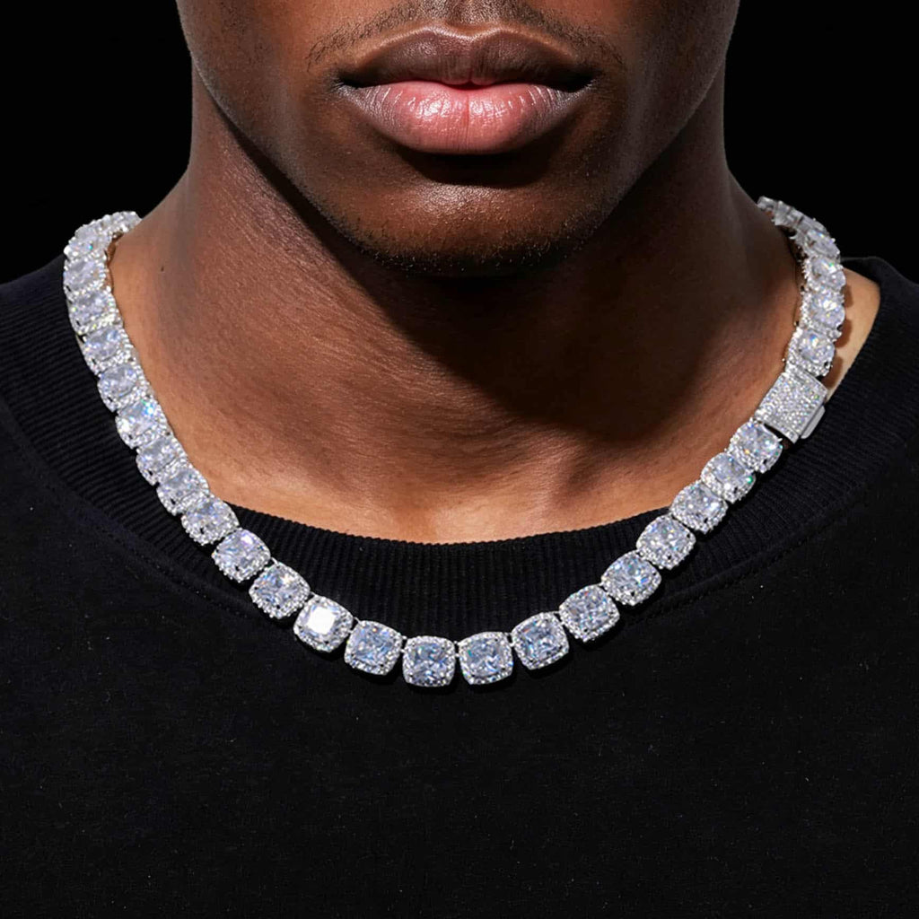 Glacier Clustered Tennis Chain in White Gold
