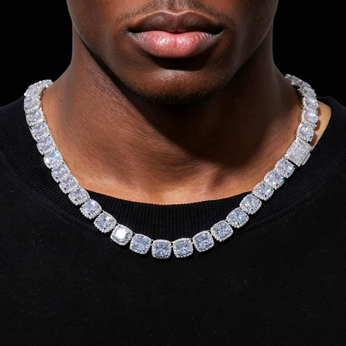 Glacier Clustered Tennis Chain in White Gold
