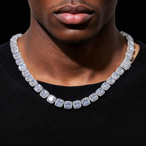 Glacier Clustered Tennis Chain in White Gold