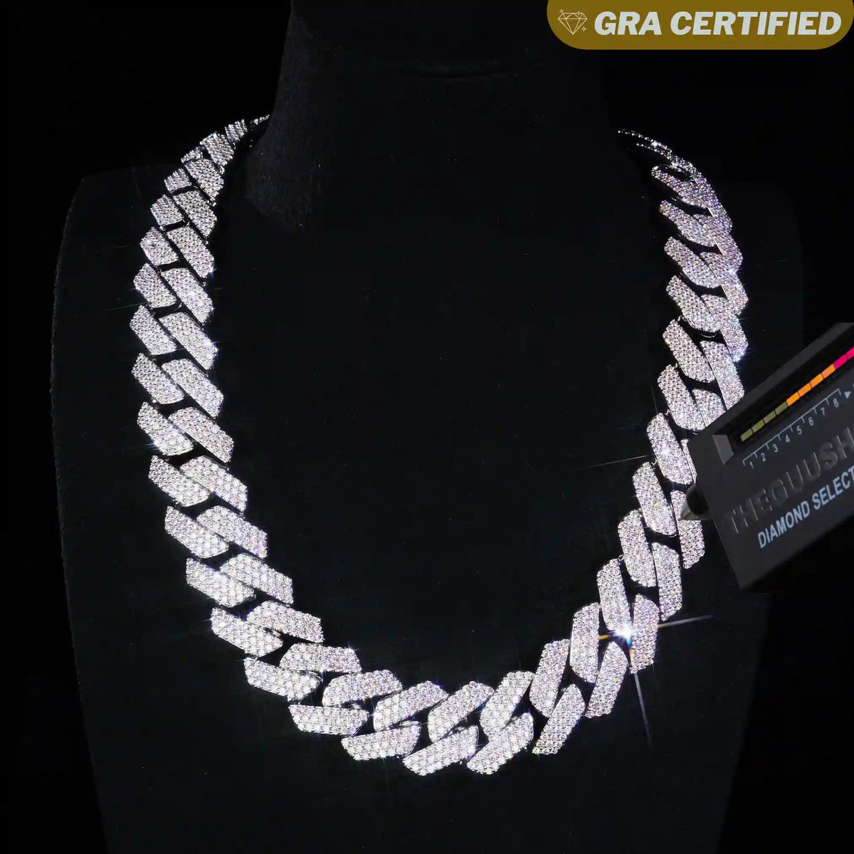 20mm 3-Row VVS Moissanite Cuban Link Chain