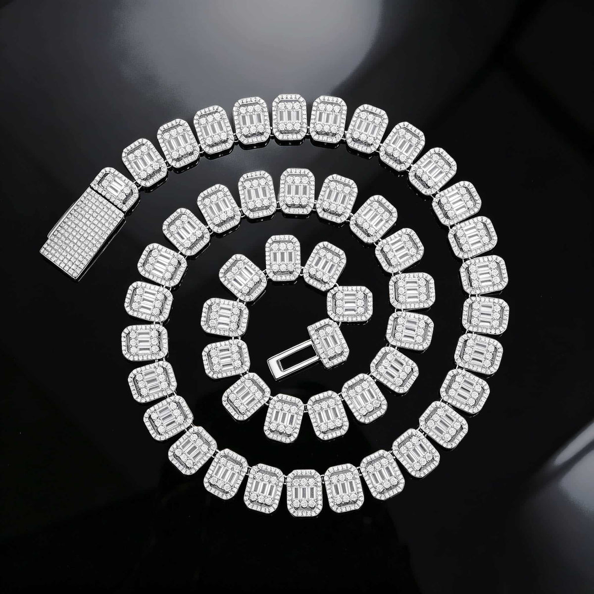 13mm 925S & VVS1 Moissanite Baguette Tennis Chain