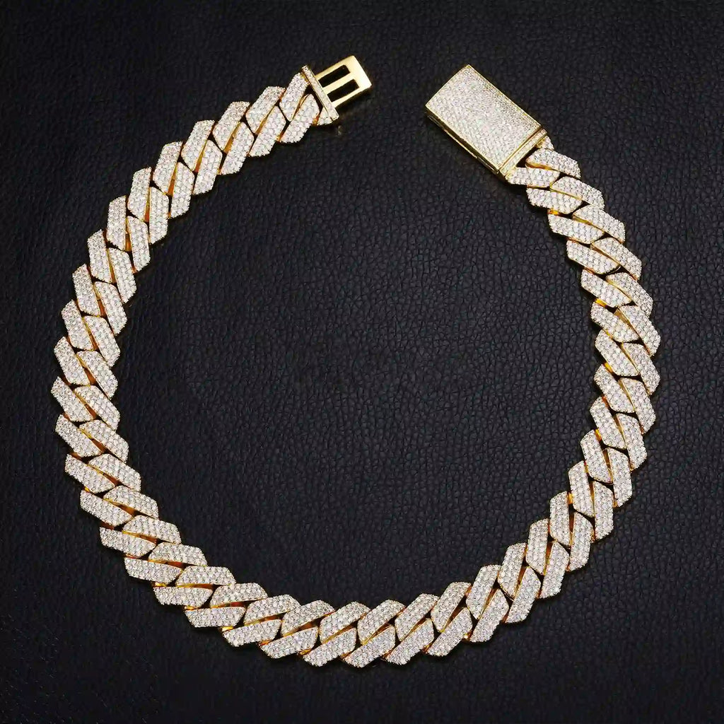 20mm 3-Row VVS Moissanite Cuban Link Chain