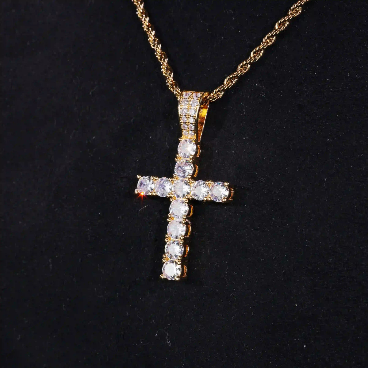 Gold-Plated Copper Bling Cross Pendant