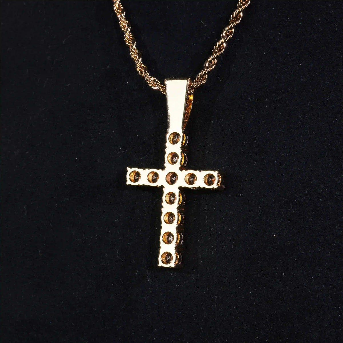 Gold-Plated Copper Bling Cross Pendant