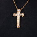 18K Gold-Plated Baguette Cross Pendant