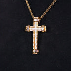 18K Gold-Plated Baguette Cross Pendant