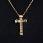 18K Gold-Plated Baguette Cross Pendant