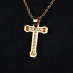 18K Gold-Plated Baguette Cross Pendant