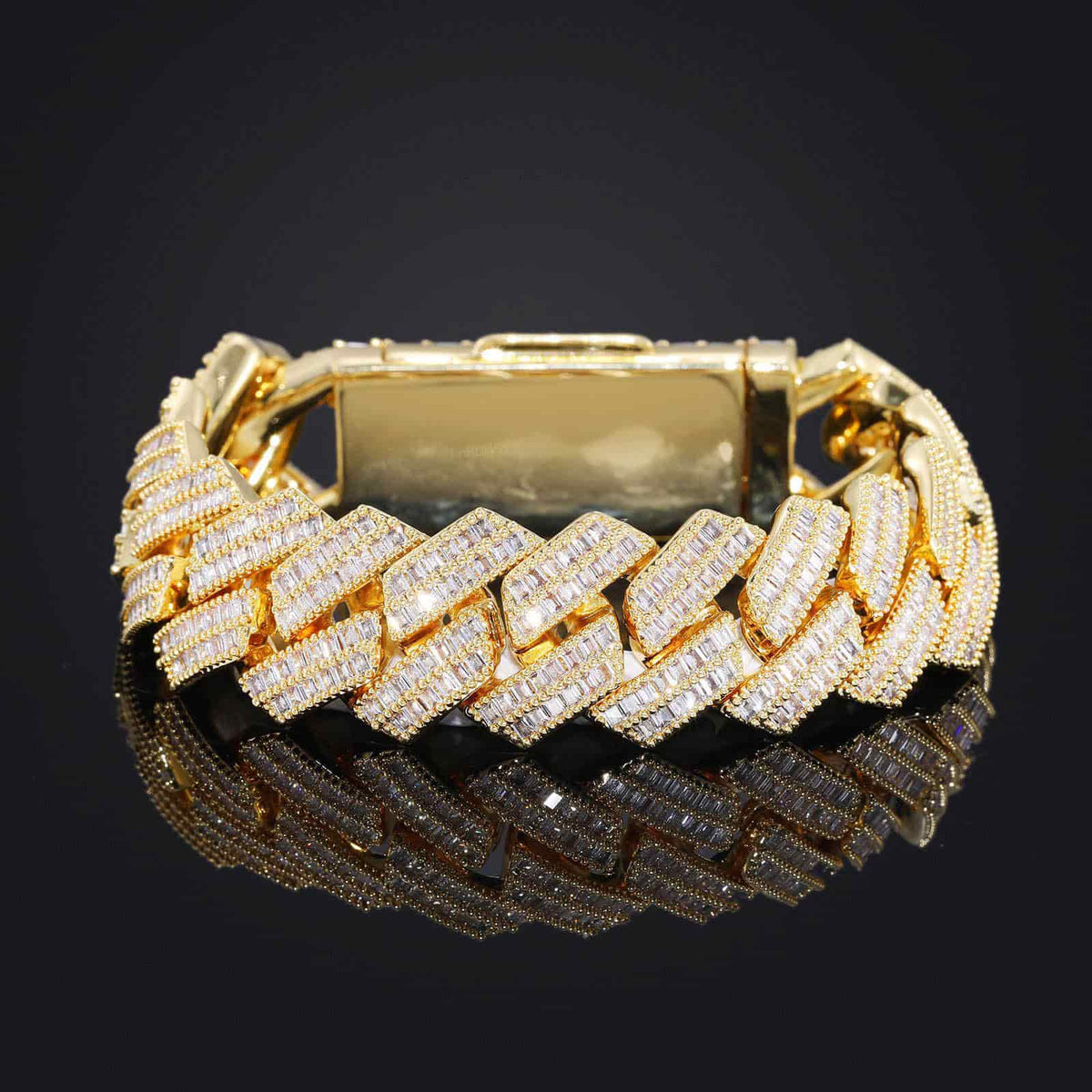 20mm Double-Row Square-Cut CZ Cuban Link Bracelet