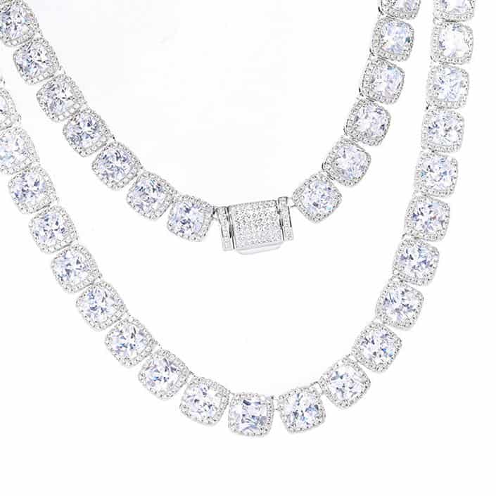 Glacier Clustered Tennis Chain in White Gold