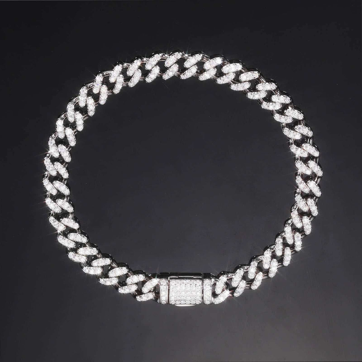 6mm VVS Moissanite Cuban Link Bracelet in 925 Sterling Silver
