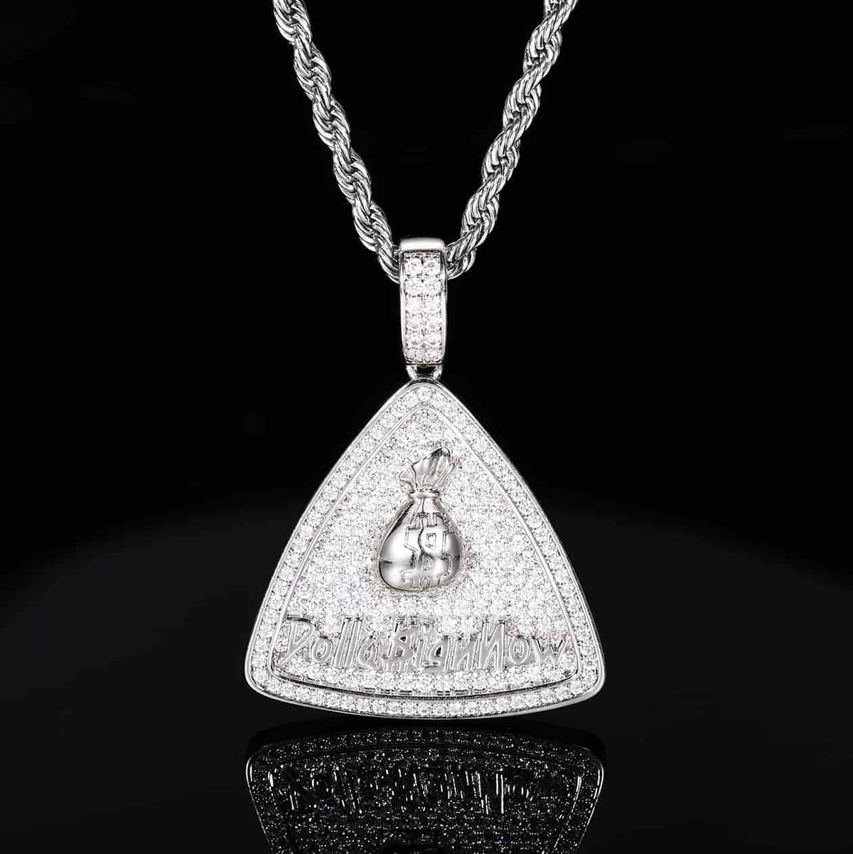 Iced Out Bling Triangle Money Bag Pendant