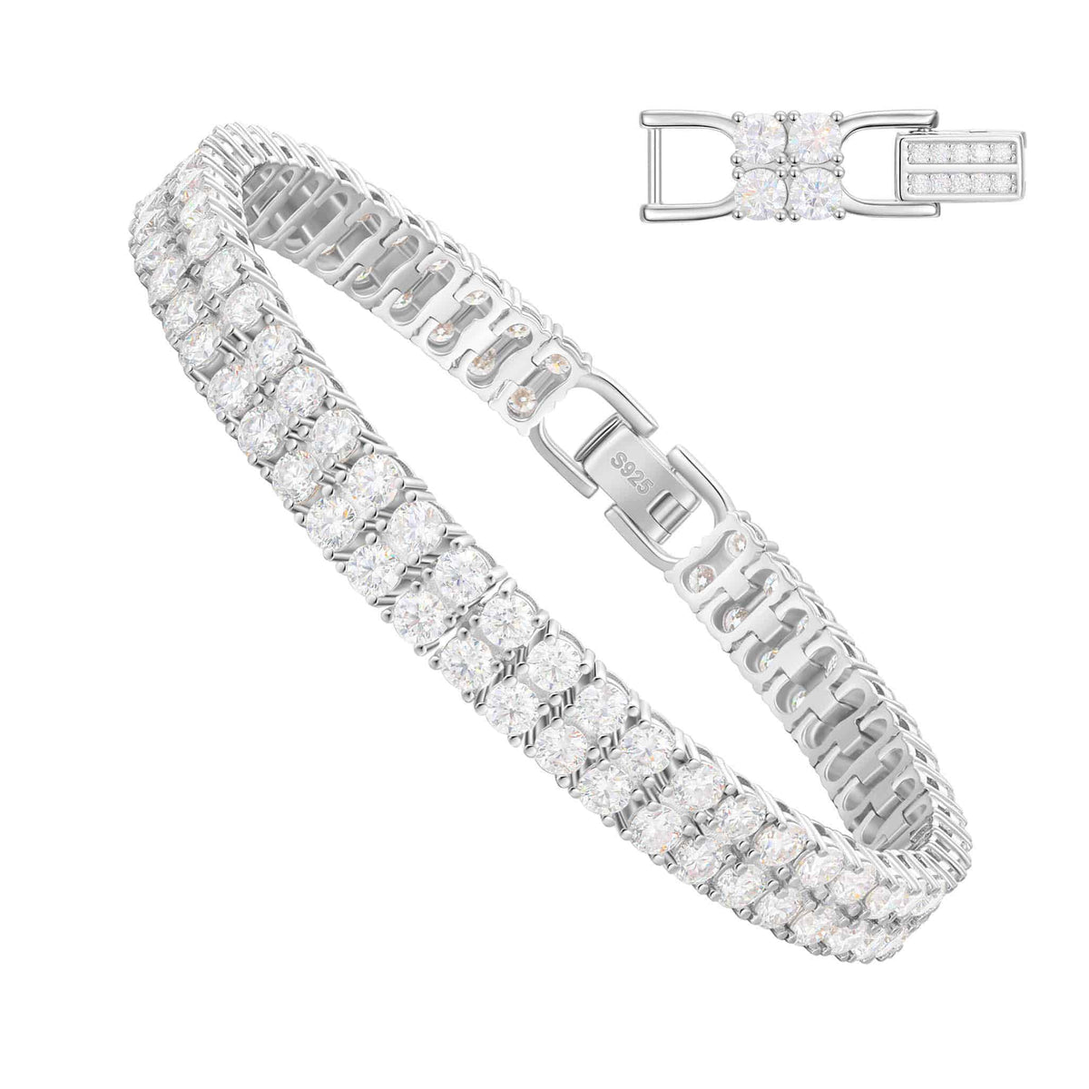 925S & VVS Moissanite Double Row Tennis Chain