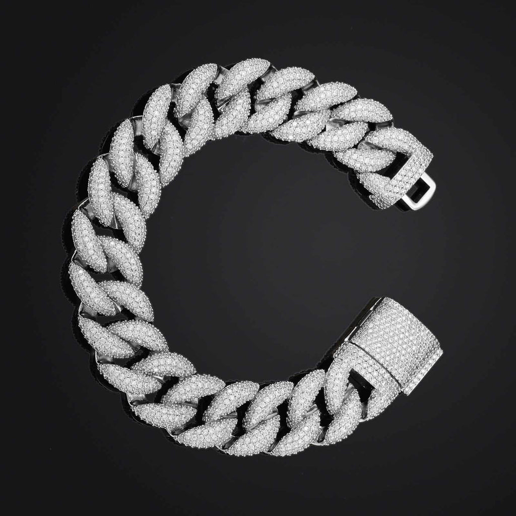 15mm 5-Row Iced Out Bubble Link Bracelet