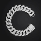 15mm 5-Row Iced Out Bubble Link Bracelet