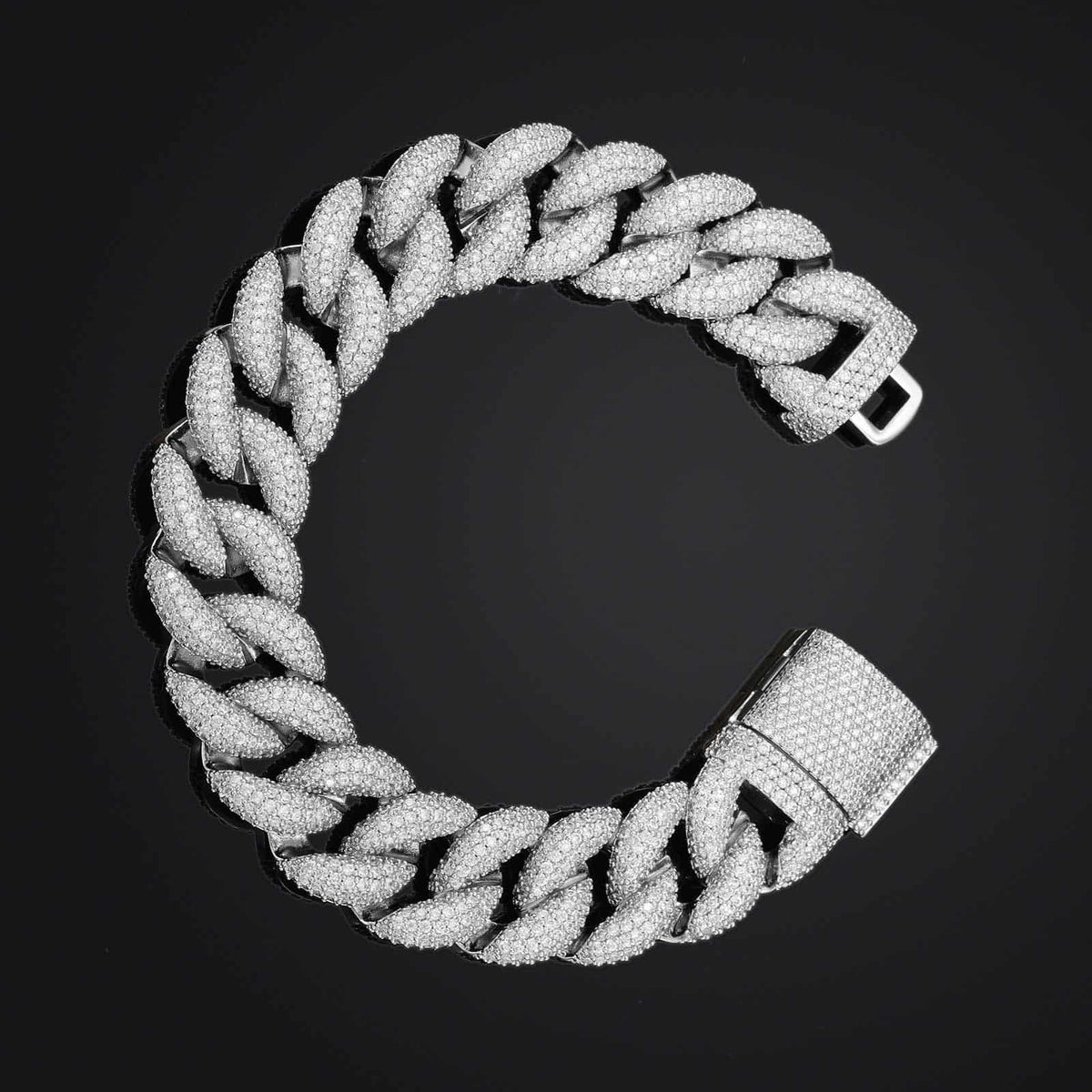 15mm 5-Row Iced Out Bubble Link Bracelet