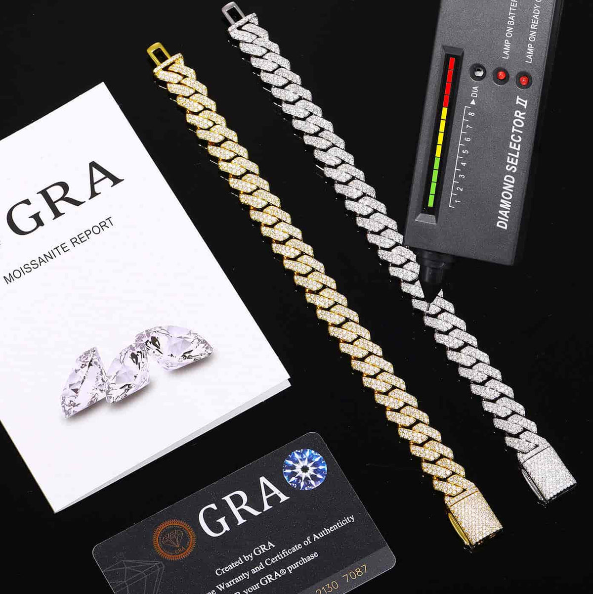 12mm VVS Moissanite Rhombus Cuban Link Bracelet