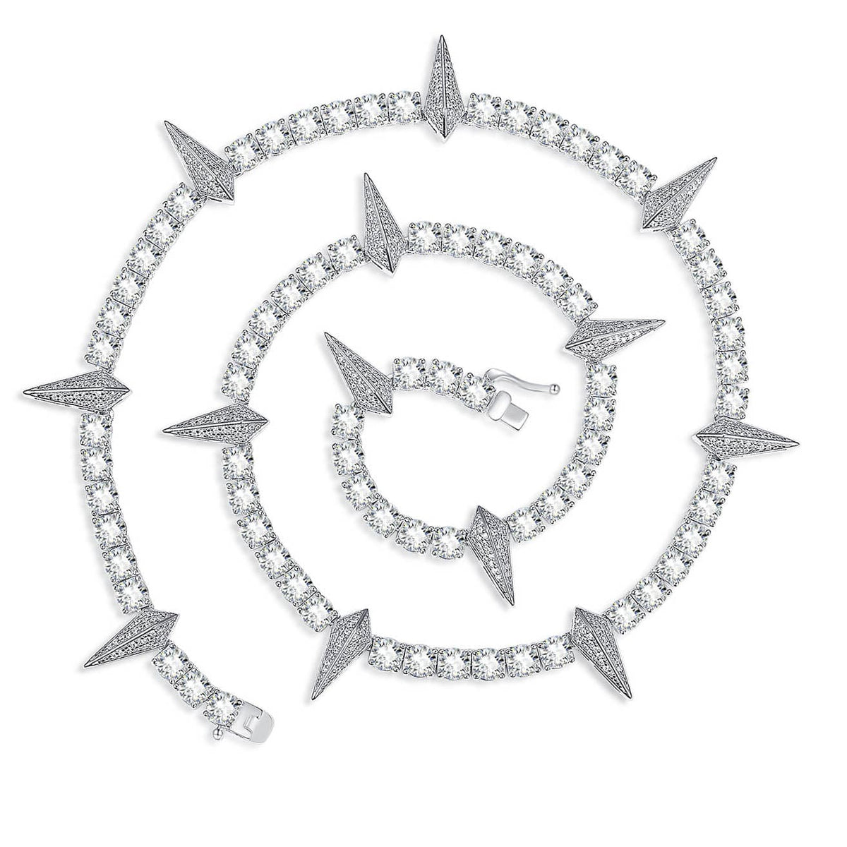 5mm 925S & VVS Moissanite Iced Out Spike Tennis Chain