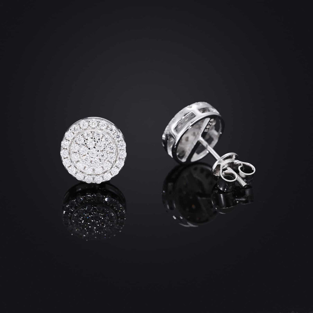 925S&VVS Moissanite Round Halo Cluster Stud Earrings
