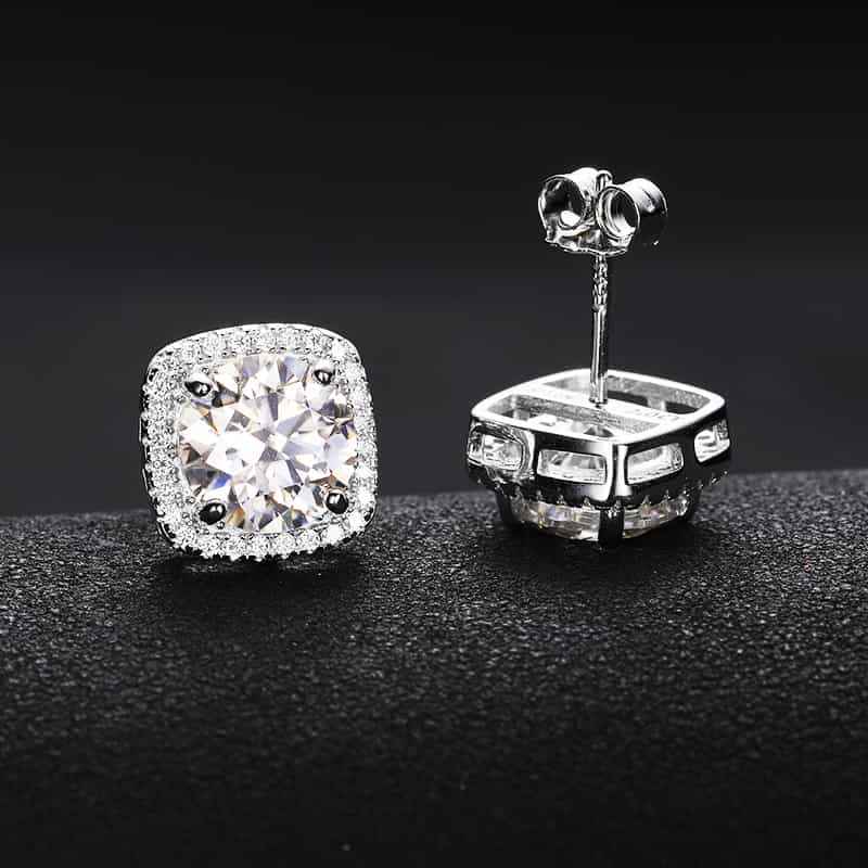 925S&VVS Moissanite Square Emerald Cut Stud Earrings
