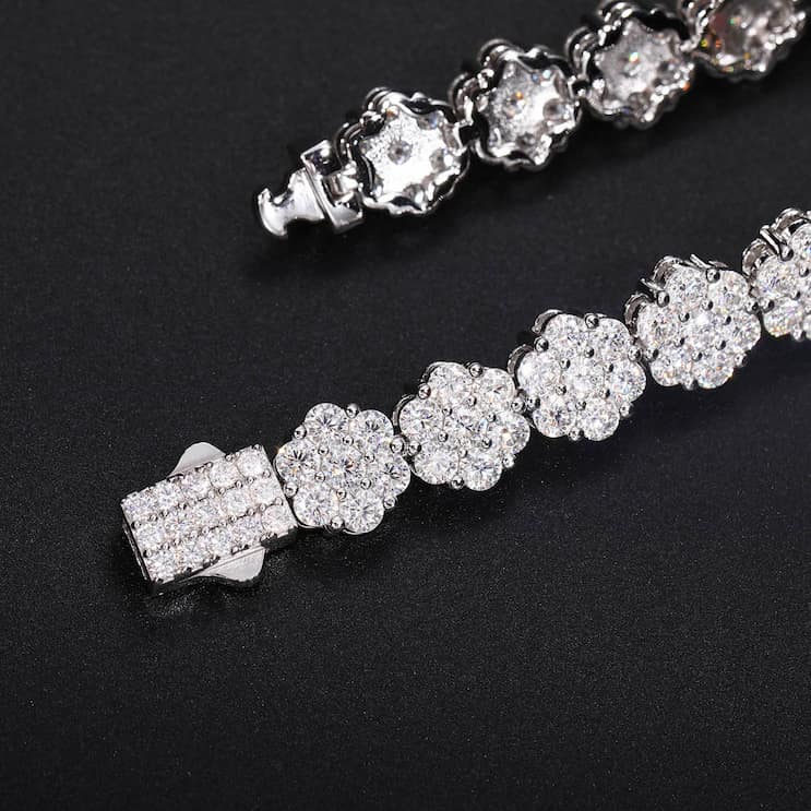 VVS Moissanite Flower Cluster Bracelet in 925 Sterling Silver
