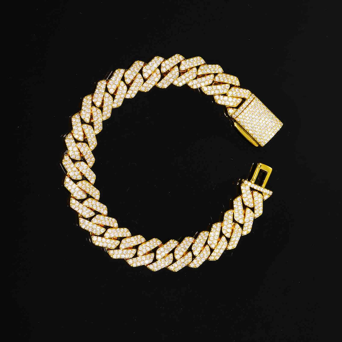 12mm VVS Moissanite Rhombus Cuban Link Bracelet