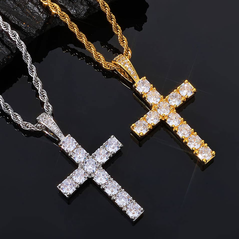 Oversized Iced Out CZ Cross Pendant