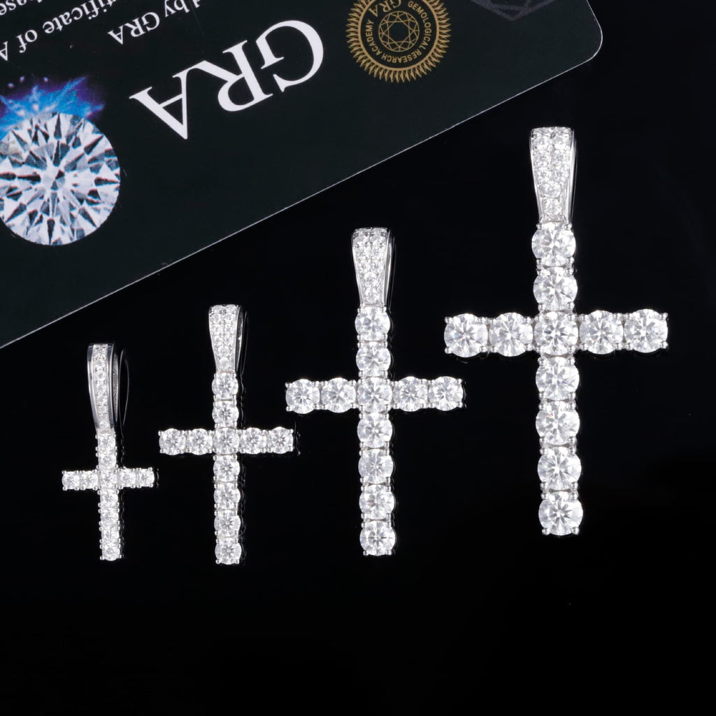 925S & VVS Moissanite Cross Pendants