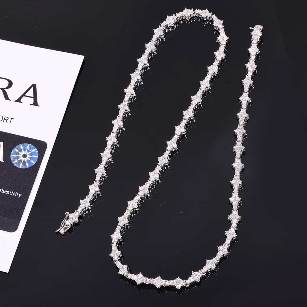 925S & VVS Moissanite 7MM Clustered Tennis Chain