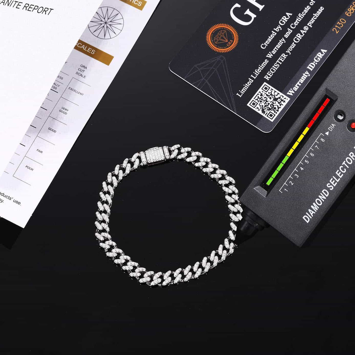 6mm VVS Moissanite Cuban Link Bracelet in 925 Sterling Silver