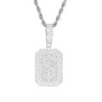 VVS Moissanite Baguette Dollar Sign Plaque Pendant in 925 Sterling Silver