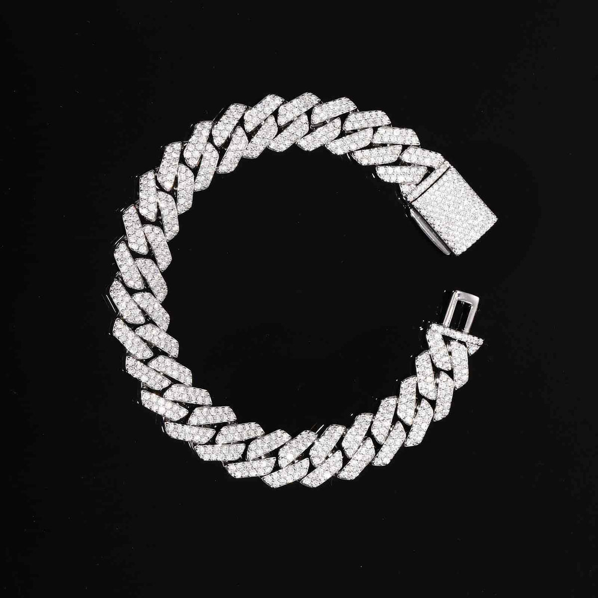 12mm VVS Moissanite Rhombus Cuban Link Bracelet