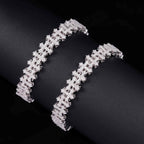 10mm VVS Moissanite Cross Link Bracelet in 925 Sterling Silver