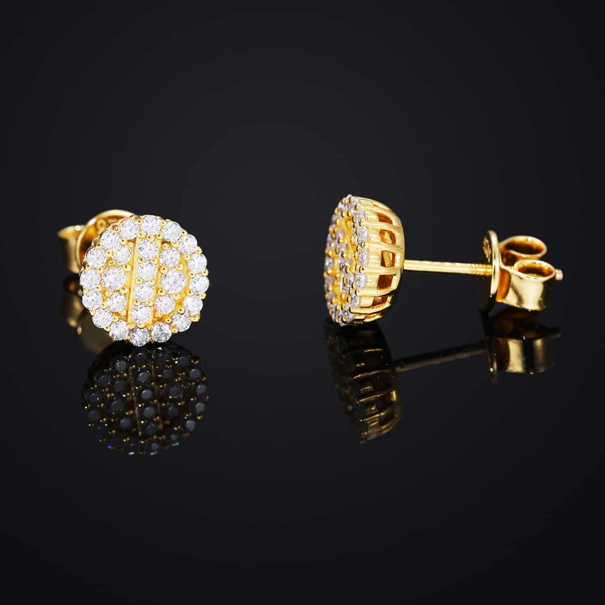 925S&VVS Moissanite Round Cluster Screw Back Stud Earrings
