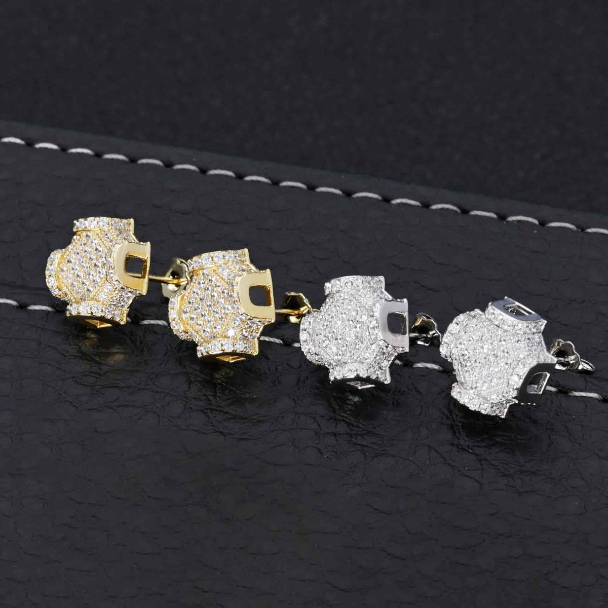 925S&VVS Moissanite Iced Out Bold Cross Stud Earrings