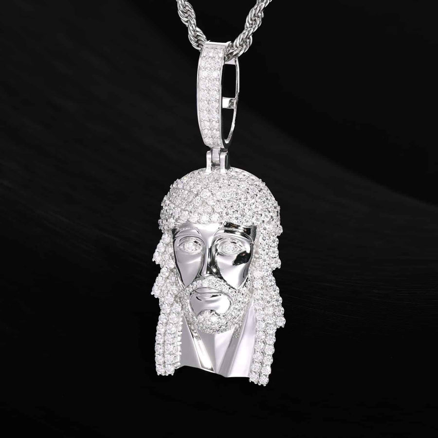 VVS Moissanite Jesus Piece Pendant in 925 Sterling Silver