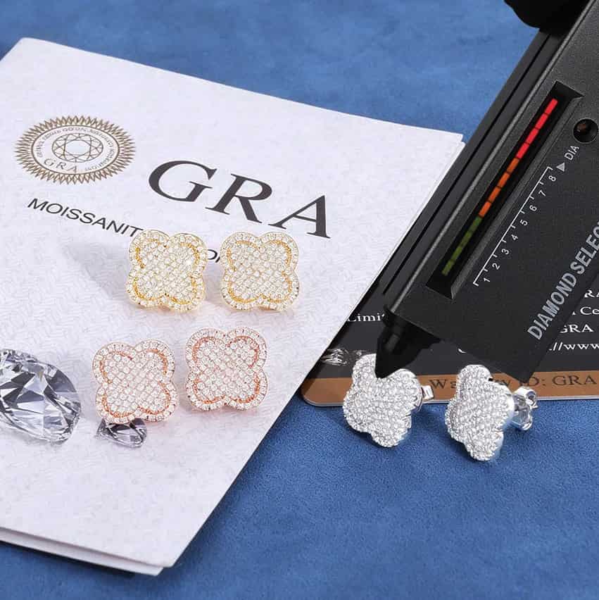 925S&VVS Moissanite Clover Stud Earrings