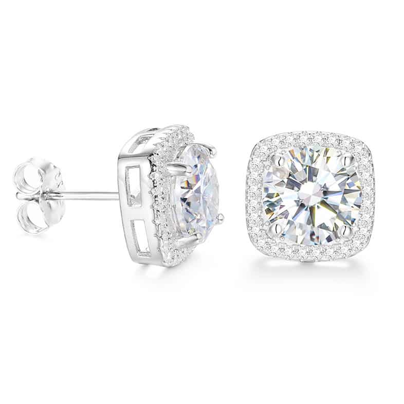 925S&VVS Moissanite Square Emerald Cut Stud Earrings